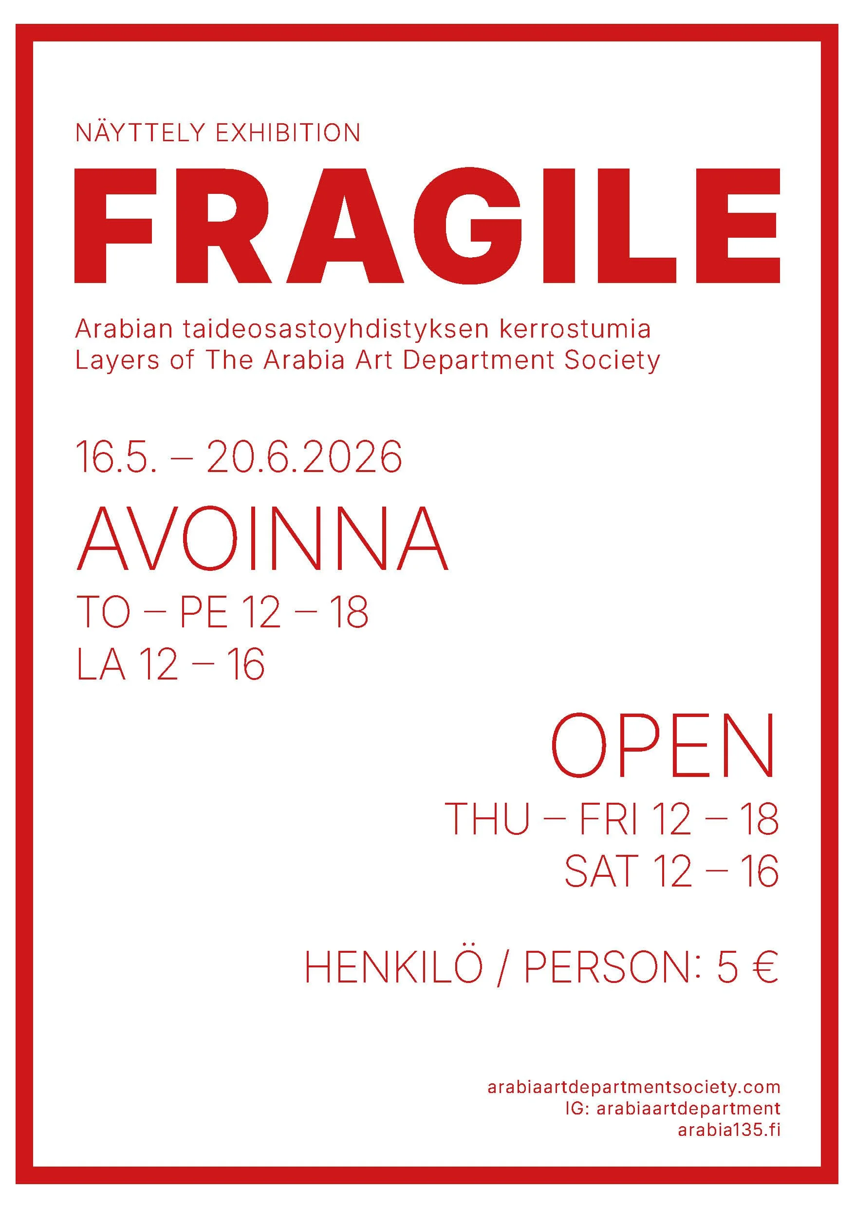 Fragile – Arabian Taideosastoyhdistyksen kerrostumia – näyttely